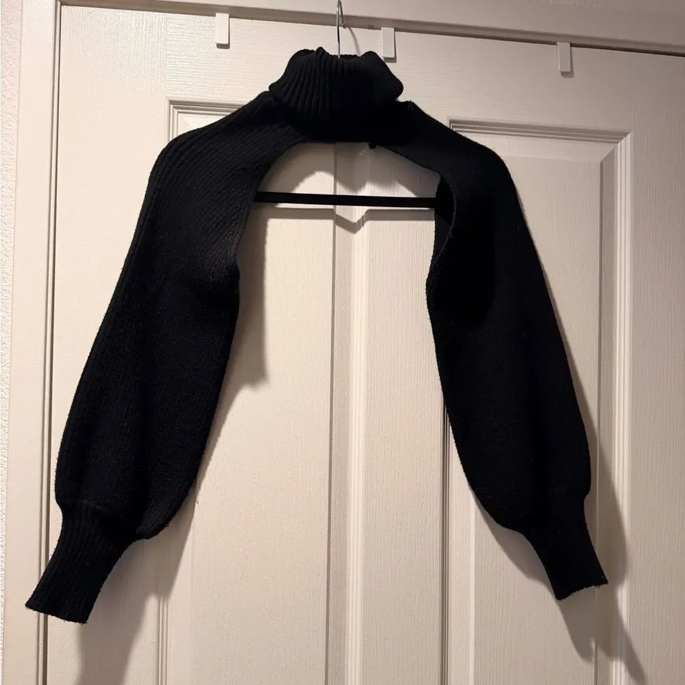 Zara Black Knit Detachable Bolero with Turtleneck